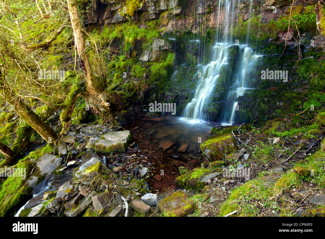 Cascade sur nant Llwch, MCG Llwch, Brecon Beacons, Pays de Galles. Banque D'Images