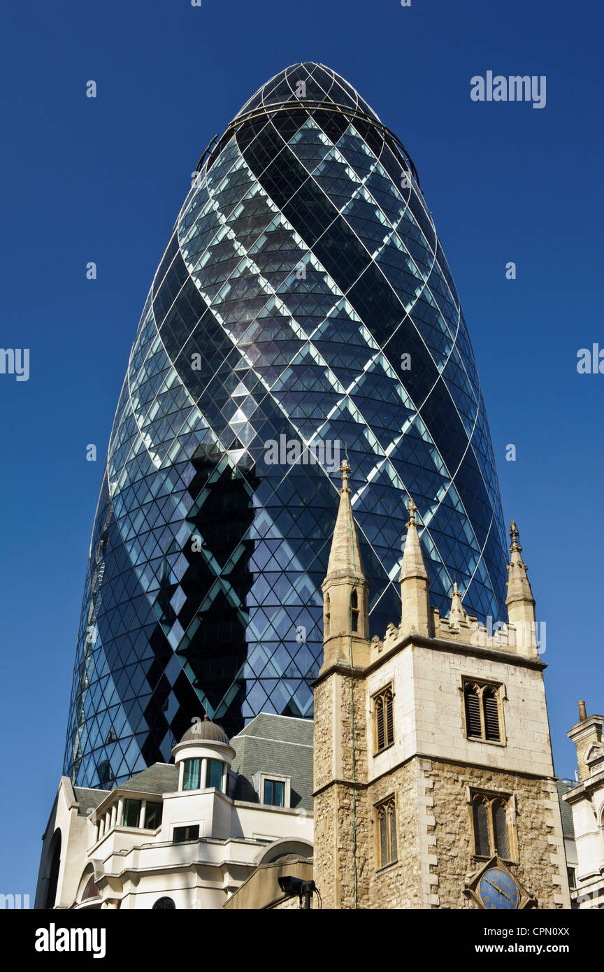Gherkin building, Londres, Royaume-Uni. Banque D'Images