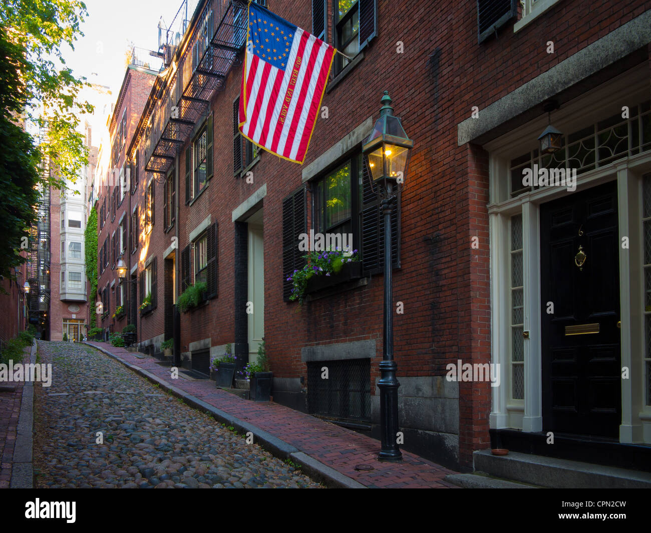 À Boston, Rue Acorn's Beacon Hill quartier historique Banque D'Images