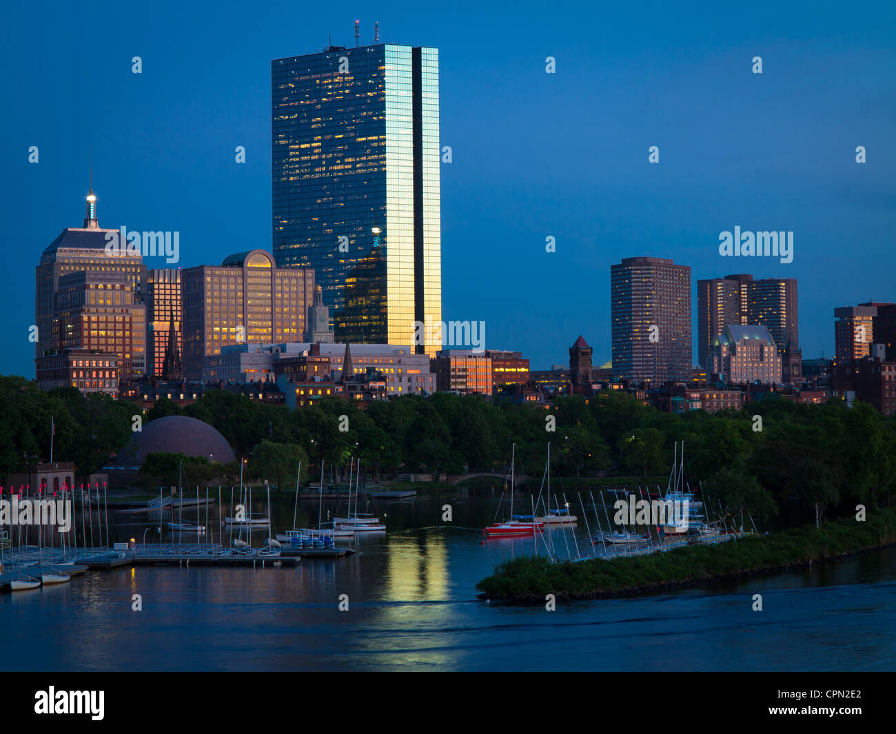 Boston et la Charles River comme vu à partir de la Mairie Banque D'Images