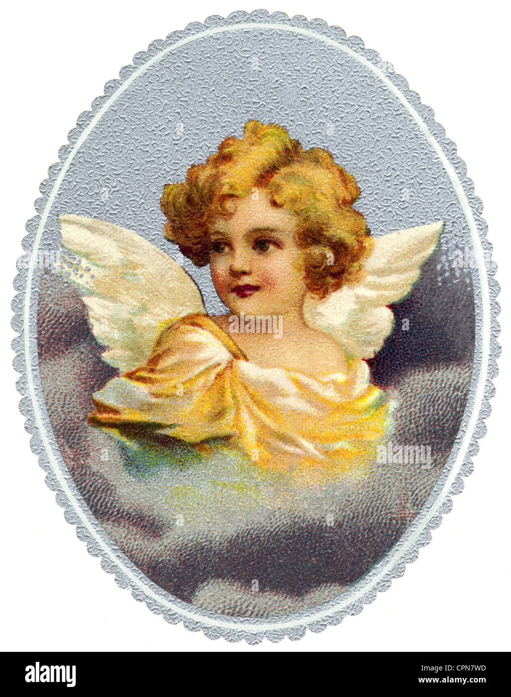 Kitsch, ange, petit ange, médaillon, lithographie, Autriche, vers 1900, droits additionnels-Clearences-non disponible Banque D'Images