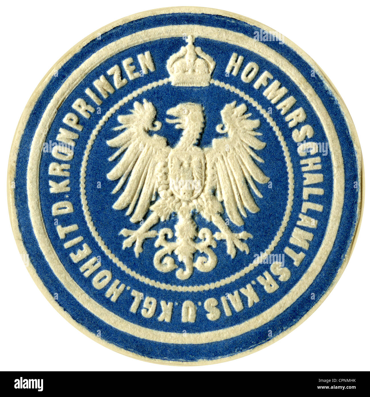 William, 6.5.1882 - 20.7.1951, prince héritier allemand 15.6.1888 - 9.11.1918, sceau officiel du seigneur stewart sa dignité impériale et royale majestueuse, Allemagne, vers 1890, Banque D'Images