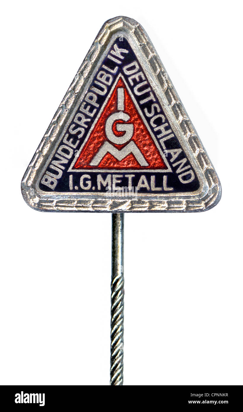 Décorations, badge de l'I.G. Metall, Allemagne, vers 1978, droits additionnels-Clearences-non disponible Banque D'Images