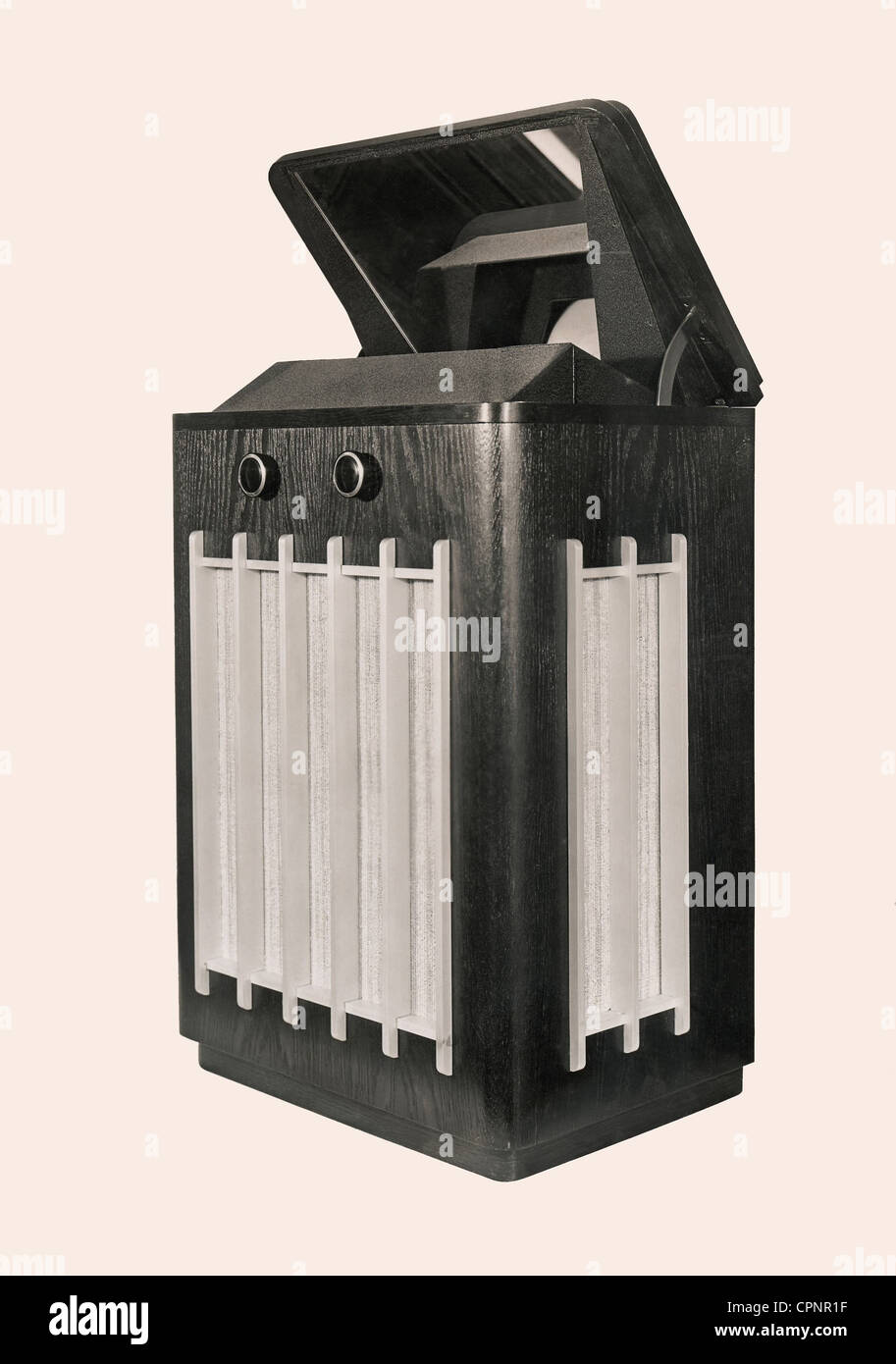 Broadcast, télévision, télévision en bloc Telefunken, télévision image est regardé par miroir, image avec 441 lignes, tube vertical de l'image intégré dans le châssis, tube cathodique avec 25 centimètre de diamètre, Allemagne, 1938, droits supplémentaires-Clearences-non disponible Banque D'Images