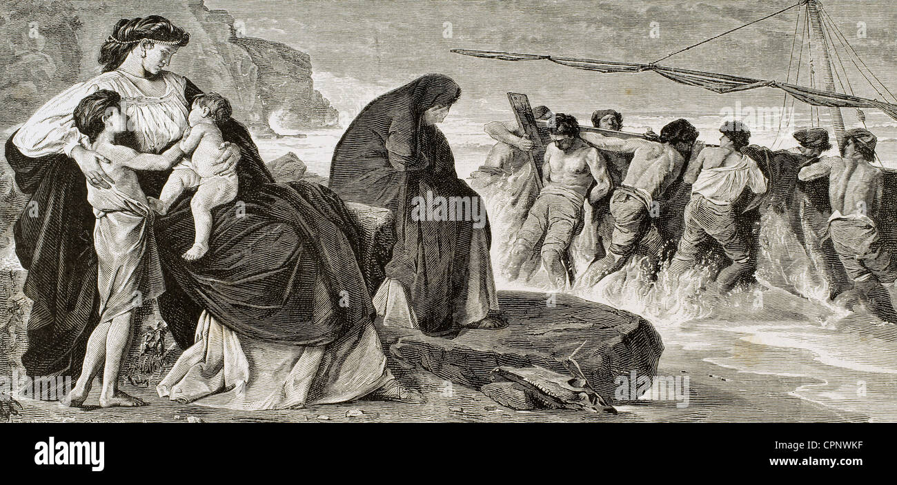 Medea prépare le fuir. L'Univers illustré. La gravure. 1882. Banque D'Images