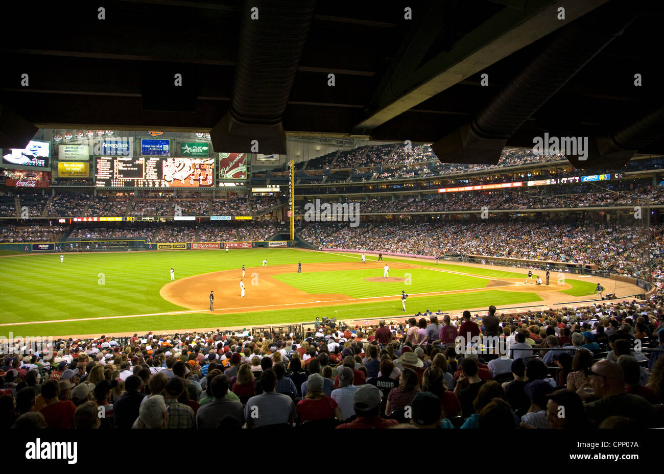 Jeu de base-ball dans le Minute Maid Park, Houston, Texas. Usage éditorial uniquement. Banque D'Images