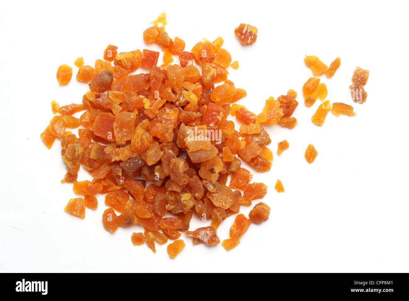 Abricots secs hachés pile Banque D'Images