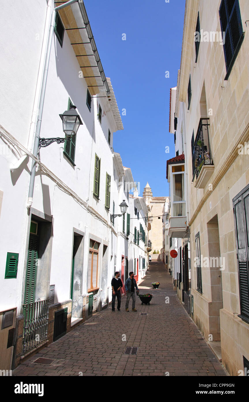 Ruelle de la vieille ville, Alaior, Minorque, Baleares, Espagne Banque D'Images