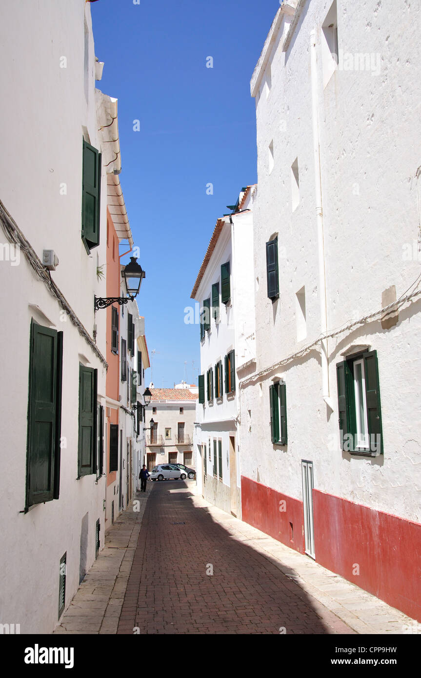 Ruelle de la vieille ville, Alaior, Minorque, Baleares, Espagne Banque D'Images