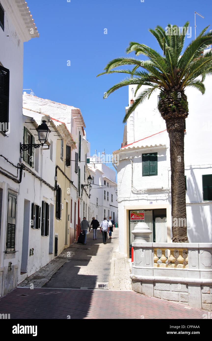 Ruelle de la vieille ville, Alaior, Minorque, Baleares, Espagne Banque D'Images