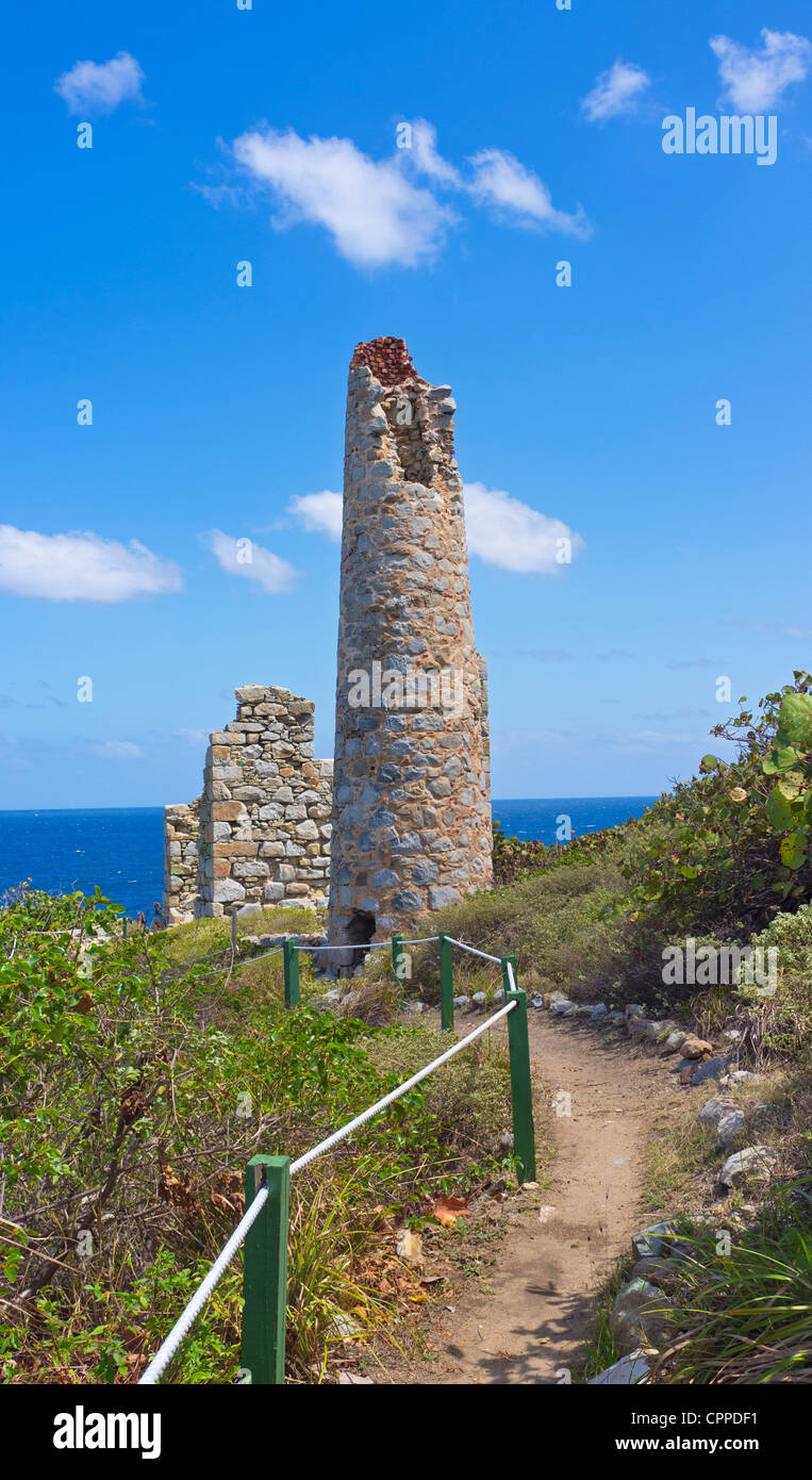 Virgin Gorda, îles Vierges britanniques, la mine de cuivre abandonnée des Caraïbes (1837-1862) Ruines - Parc National Banque D'Images