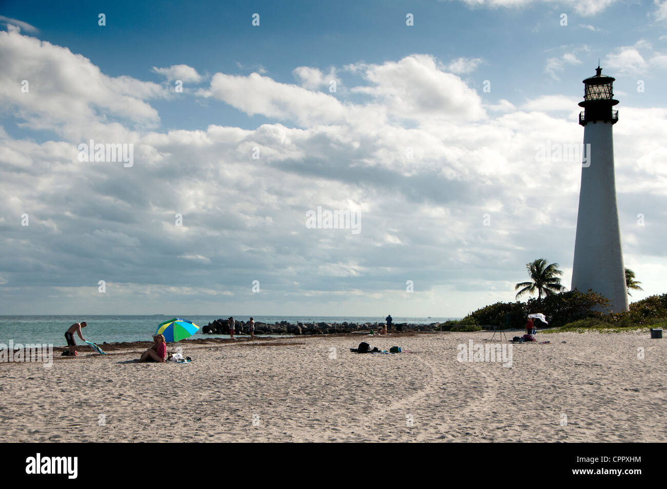 Le phare de Cape Florida, Key Biscayne. Banque D'Images