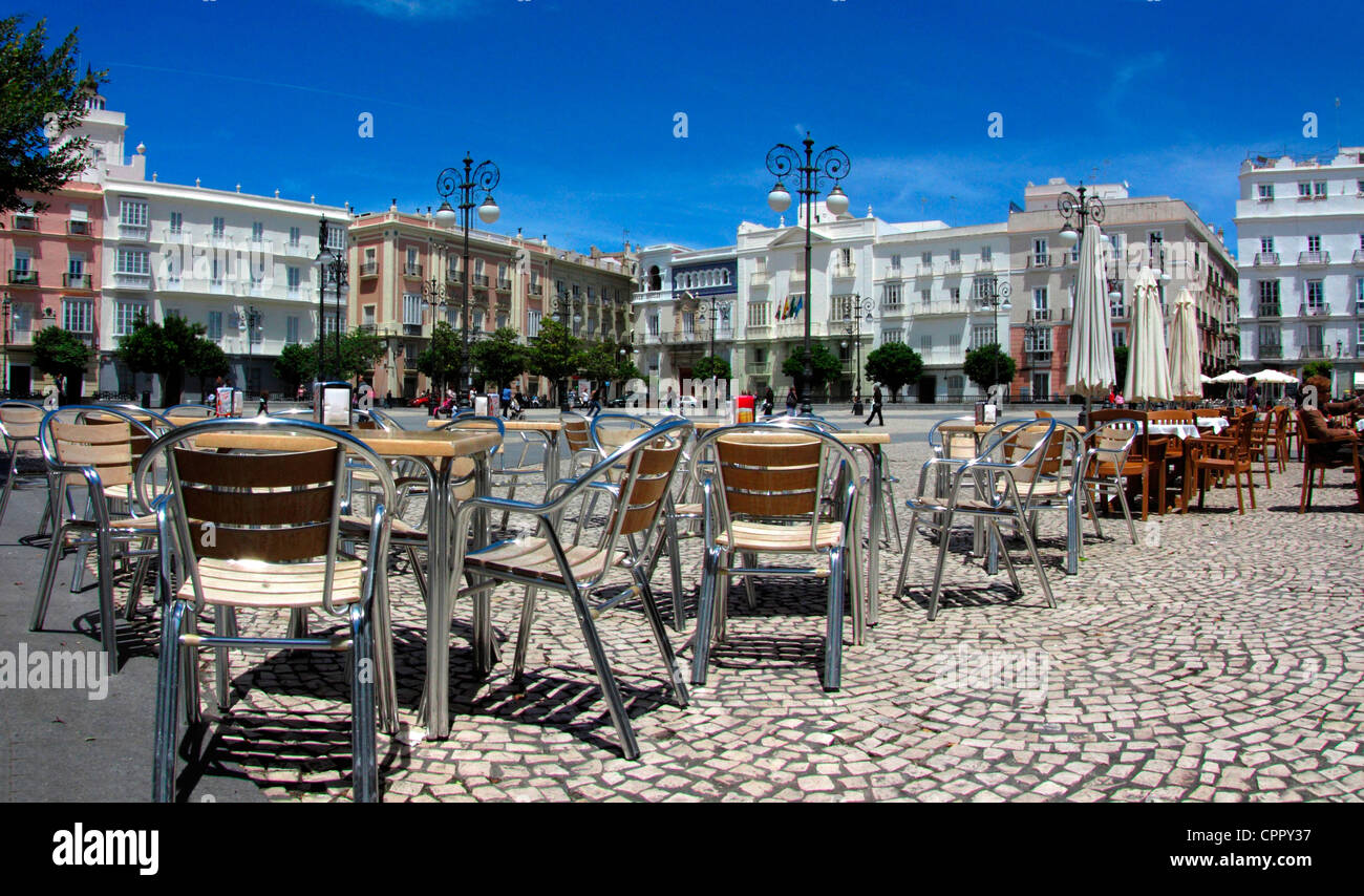 Espagne Andalousie Cadix outdoor restaurant Banque D'Images