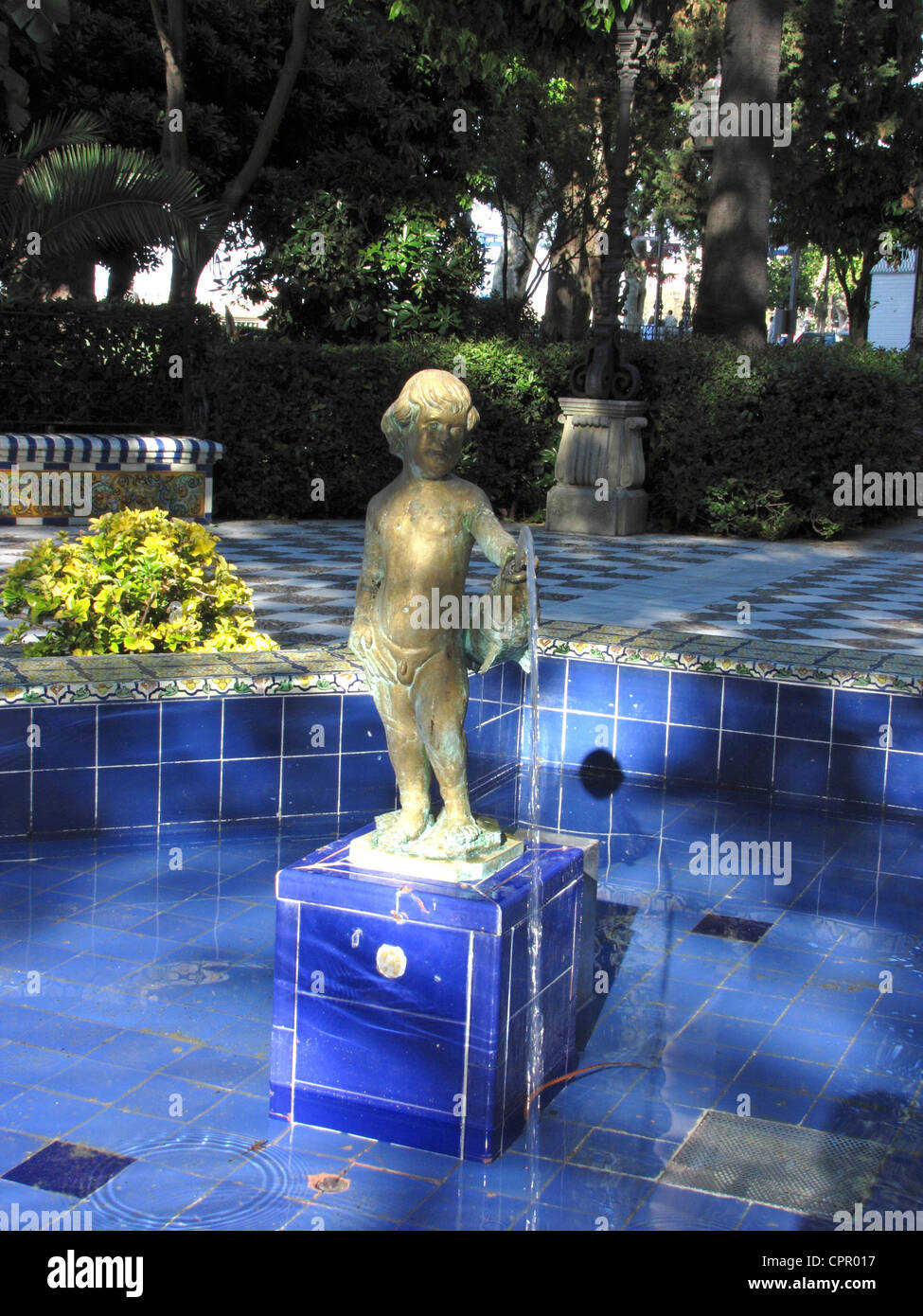 Espagne Andalousie Cadix fontaine de jardin botanique Banque D'Images