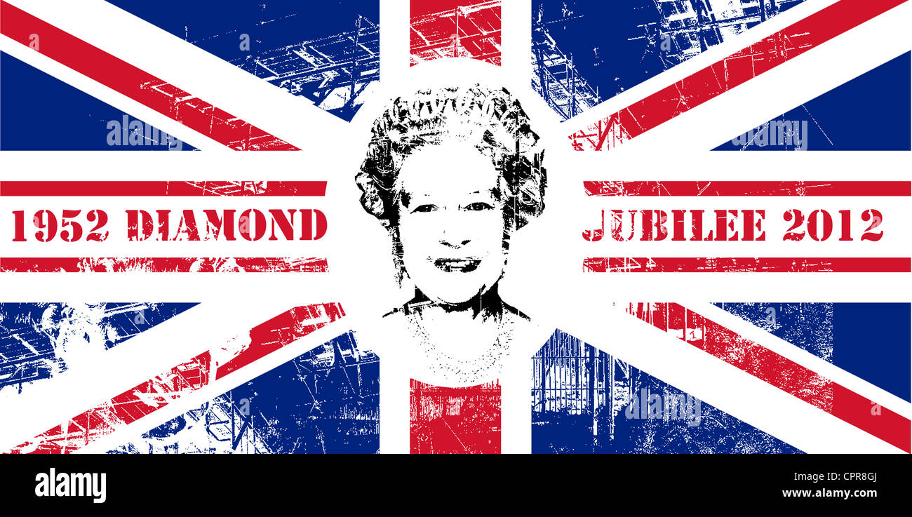 Diamond Jubilee Union Jack flag pour célébrer la reine Elizabeth II avec 60 ans sur le trône. Banque D'Images