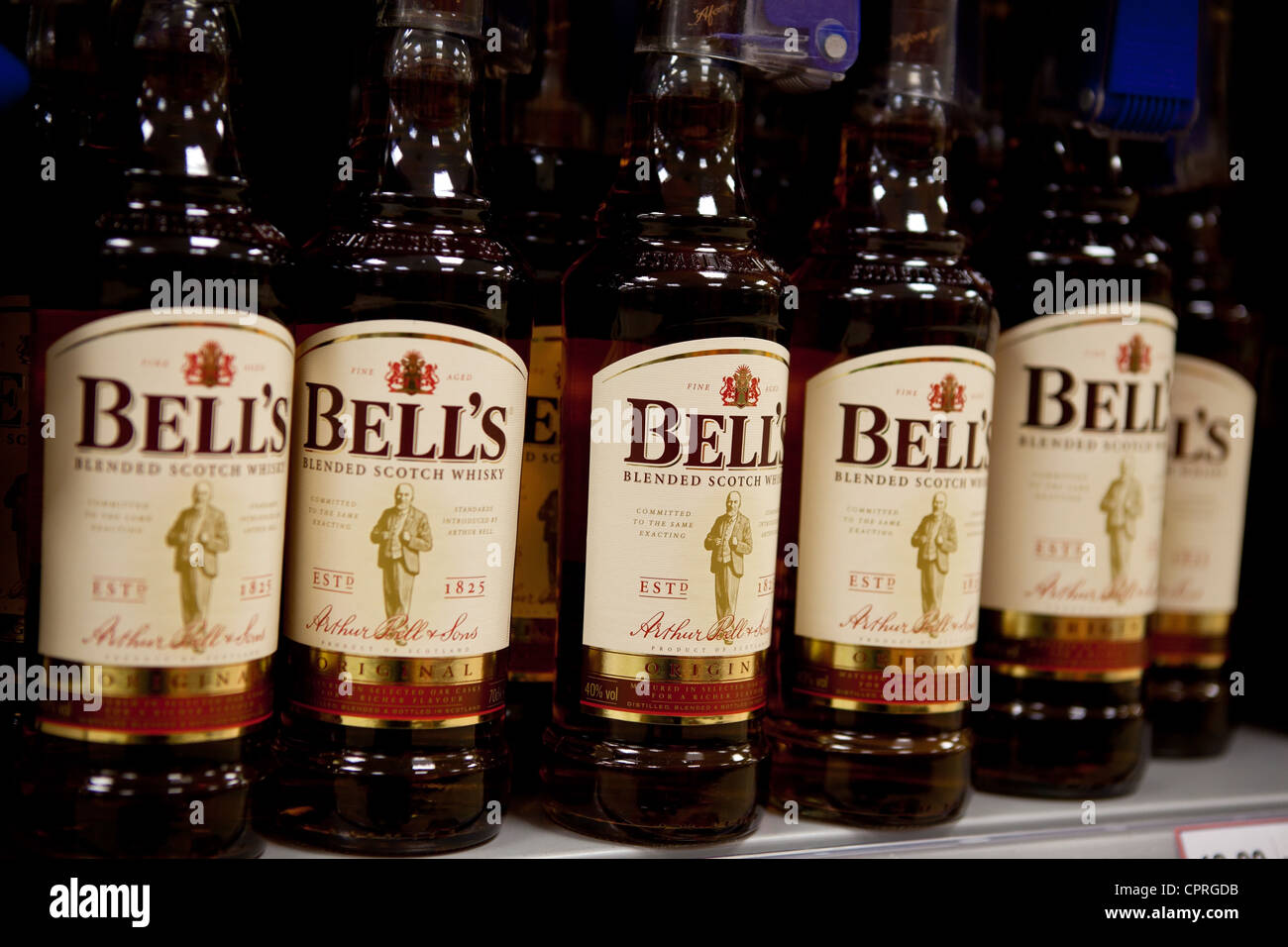 Bouteilles de whisky écossais de Bell Banque D'Images
