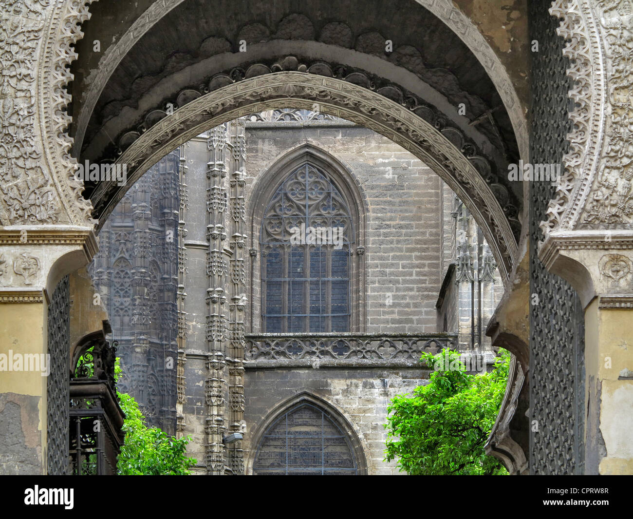 Puerta del Perdon, La Porte du Pardon, La Giralda de Séville Cathédrale Espagne Banque D'Images