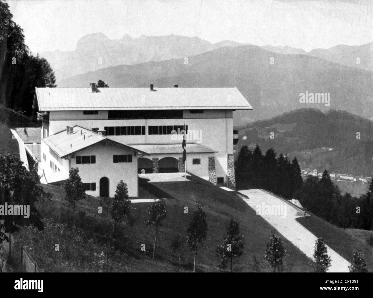 Hitler, Adolf, 20.4.1889 - 30.4.1945, politicien allemand (NSDAP), sa maison Berghof à Obersalzberg, vue, fin des années 1930, Banque D'Images