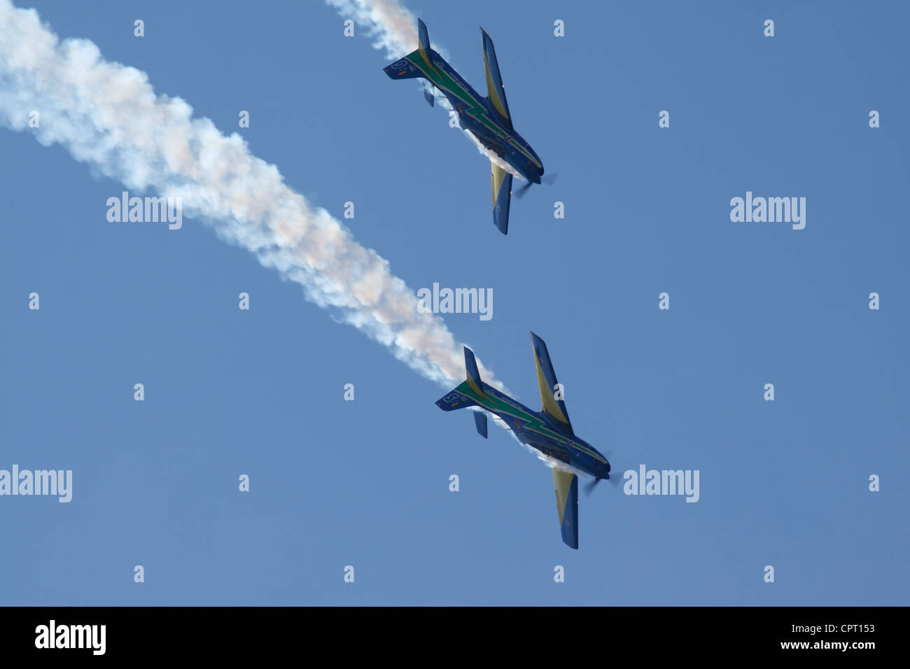 Esquadrilha da Fumaça également connu sous le nom de l'Escadron de fumée, volent en formation à un meeting aérien. Banque D'Images