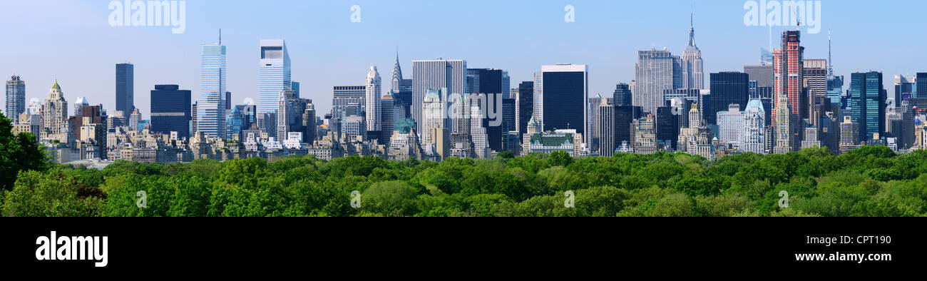 Panorama de Manhattan à partir de la cime des arbres au-dessus de Central Park à New York City Banque D'Images