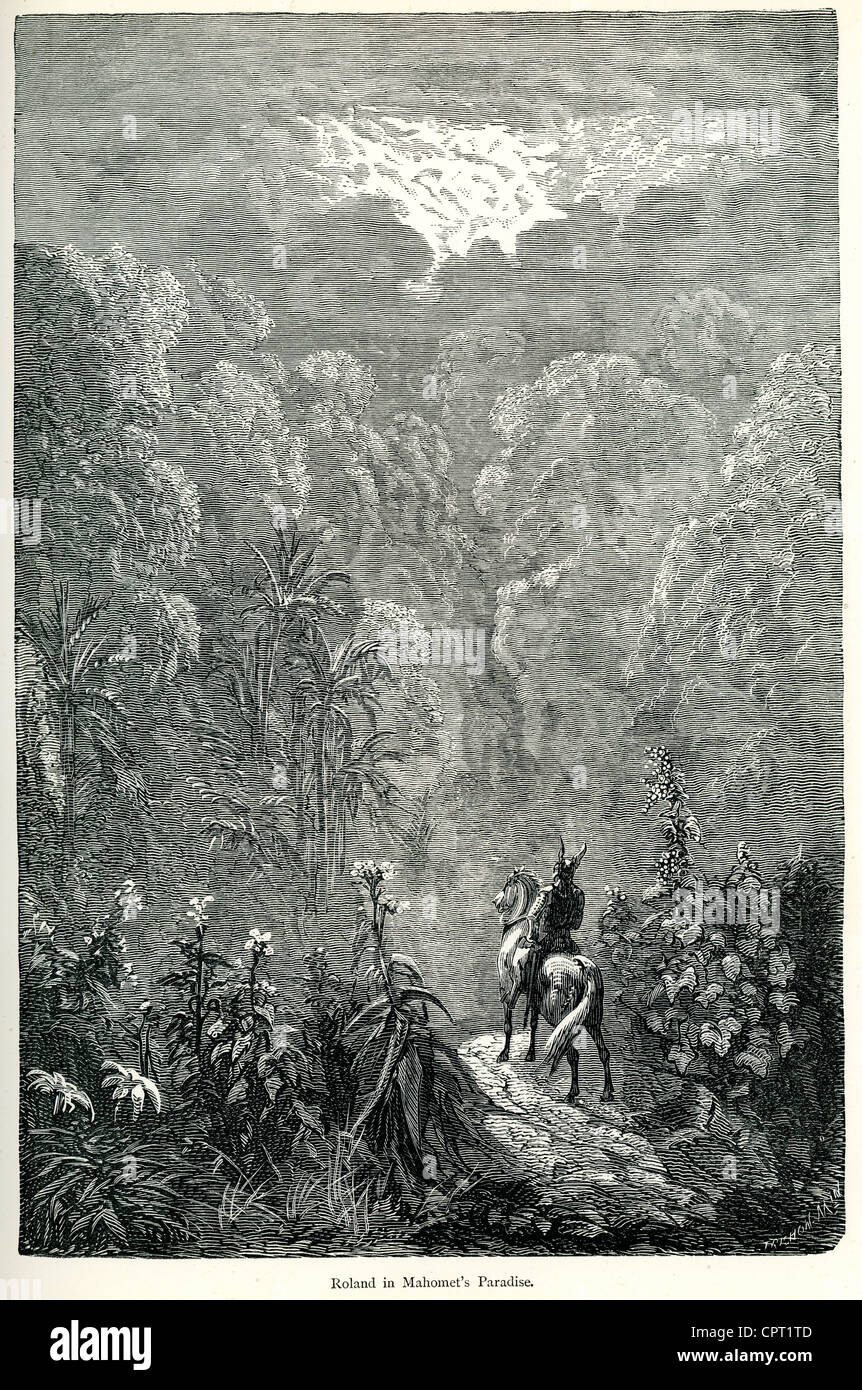 Roland dans le paradis de Mahomet. Illustration de la légende de Croquemitaine par Gustave Doré Banque D'Images