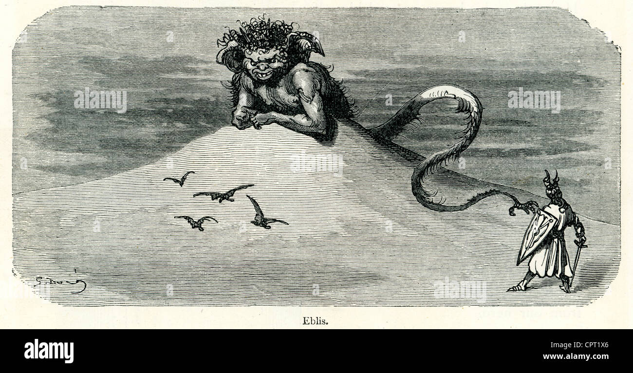 Eblis. Illustration de la légende de Croquemitaine par Gustave Doré. Banque D'Images