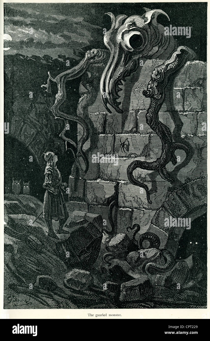 Le monstre noueux. Illustration de la légende de Croquemitaine par Gustave Doré Banque D'Images