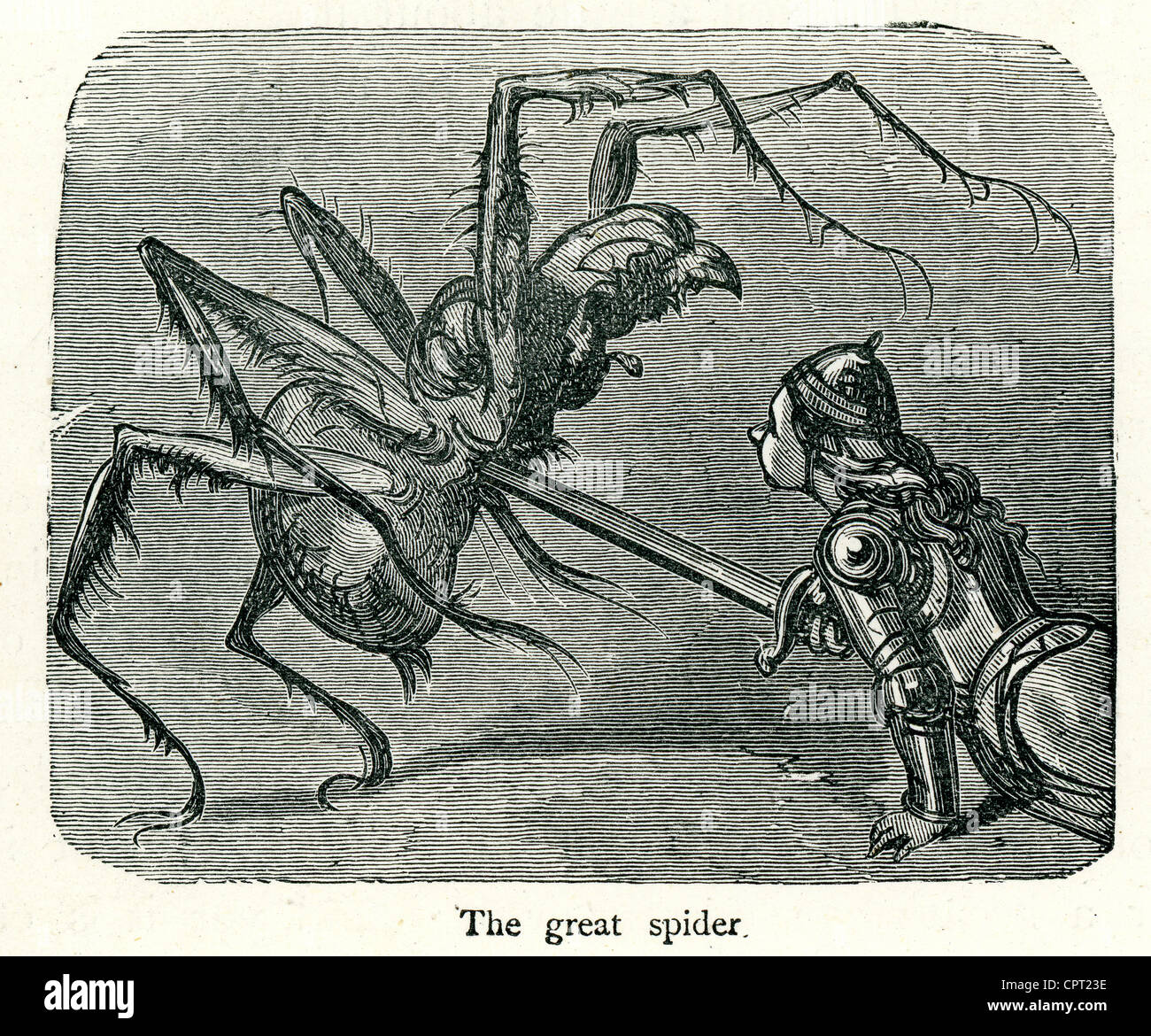 La grande araignée. Illustration de la légende de Croquemitaine par Gustave Doré Banque D'Images