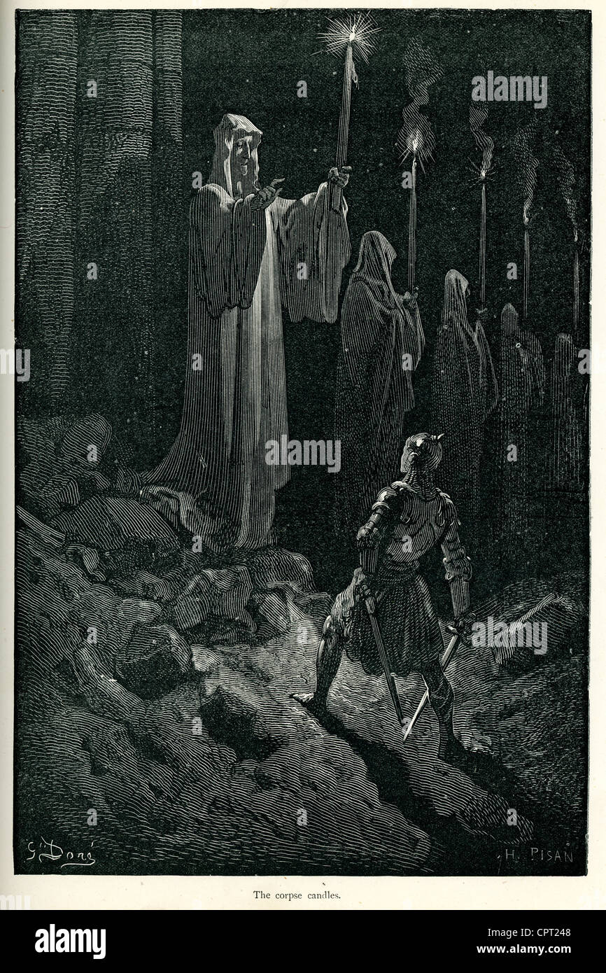 Le cadavre de bougies. Illustration de la légende de Croquemitaine par Gustave Doré Banque D'Images