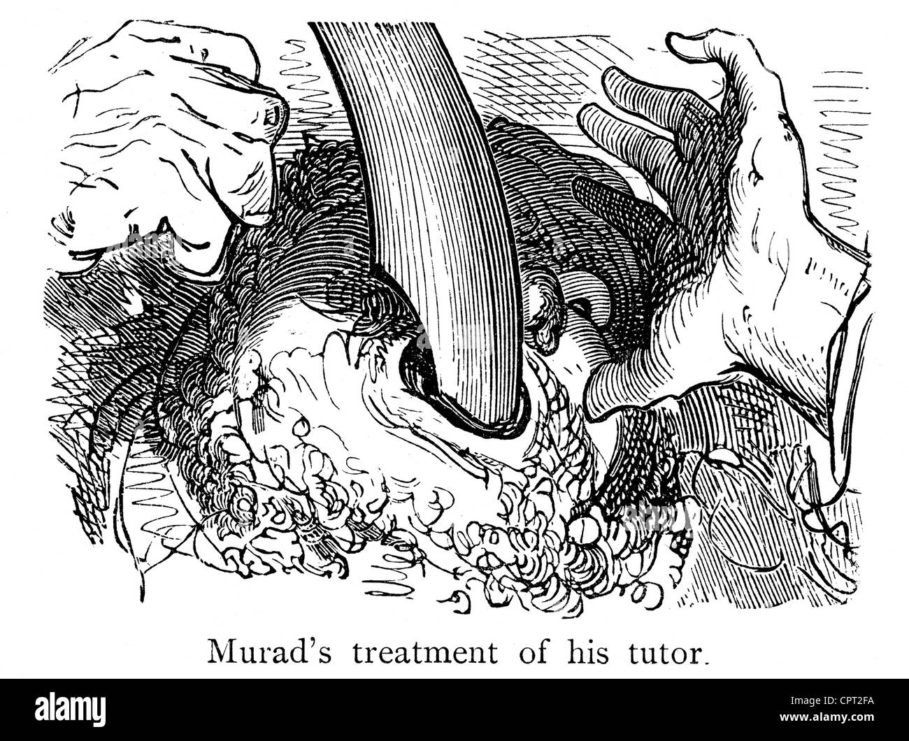 Murad a traité son précepteur. Illustration de la légende de Croquemitaine par Gustave Doré Banque D'Images