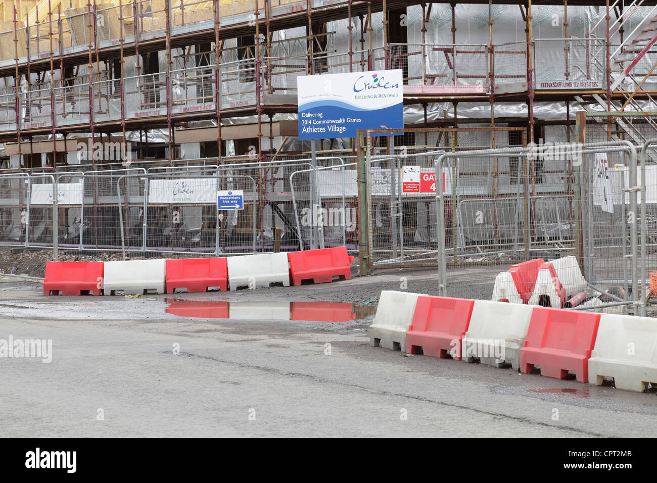 Construction de logements dans le village des athlètes pour les Jeux du Commonwealth de 2014, Glasgow, Écosse, Royaume-Uni Banque D'Images