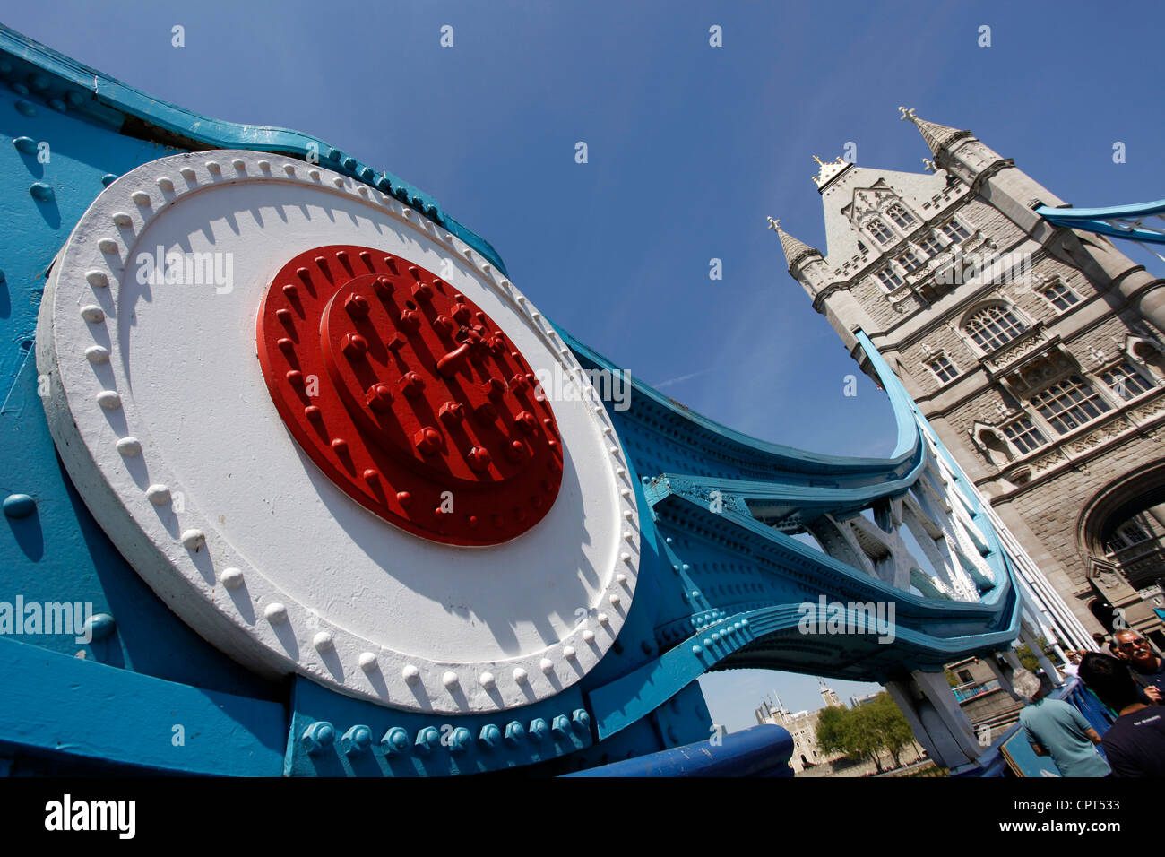 Tolerie sur pont basculant Tower Bridge, Londres, Angleterre Banque D'Images
