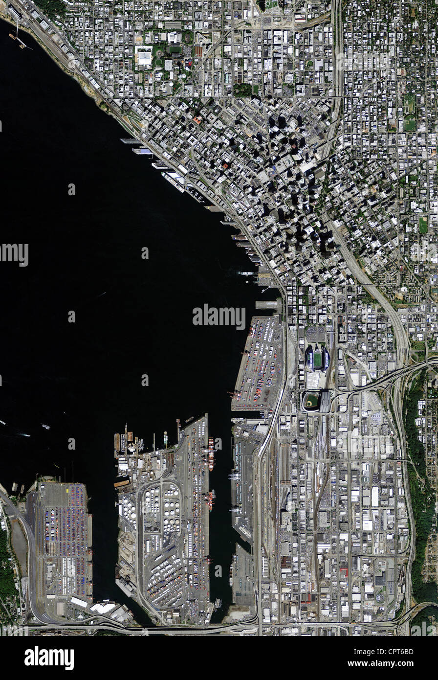 Carte photo aérienne de Seattle, Washington Banque D'Images