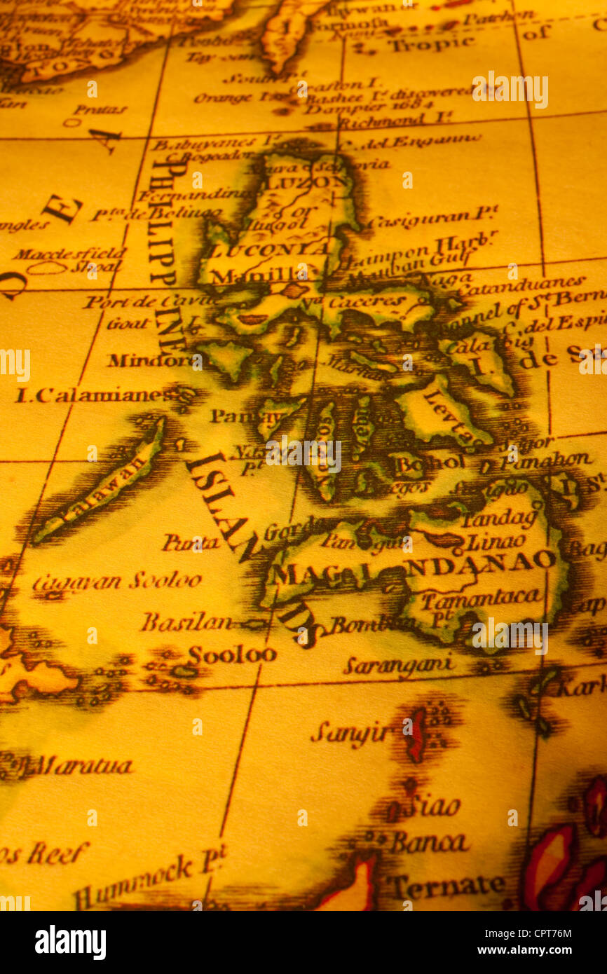 Ancienne carte des Philippines. La carte est de 1799 et est en dehors du droit d'auteur. Banque D'Images