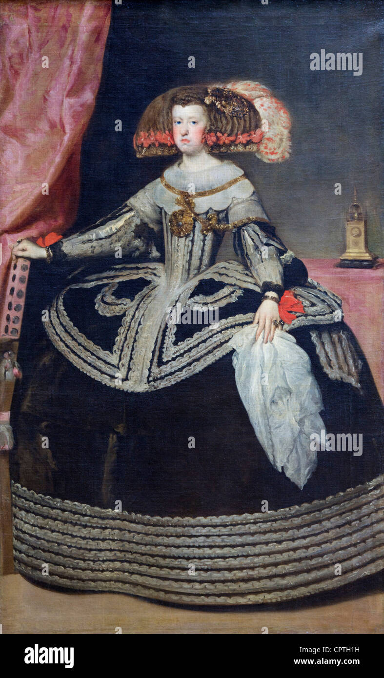 Reine Dona Mariana d'Autriche, par Diego Velasquez, 1652-53, Musée du Louvre, Paris, France, Europe, Banque D'Images