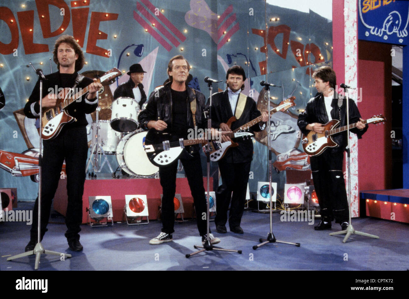 Les Hollies, groupe de rock britannique, formé en 1962, lors d'un spectacle, septembre 1989, Banque D'Images