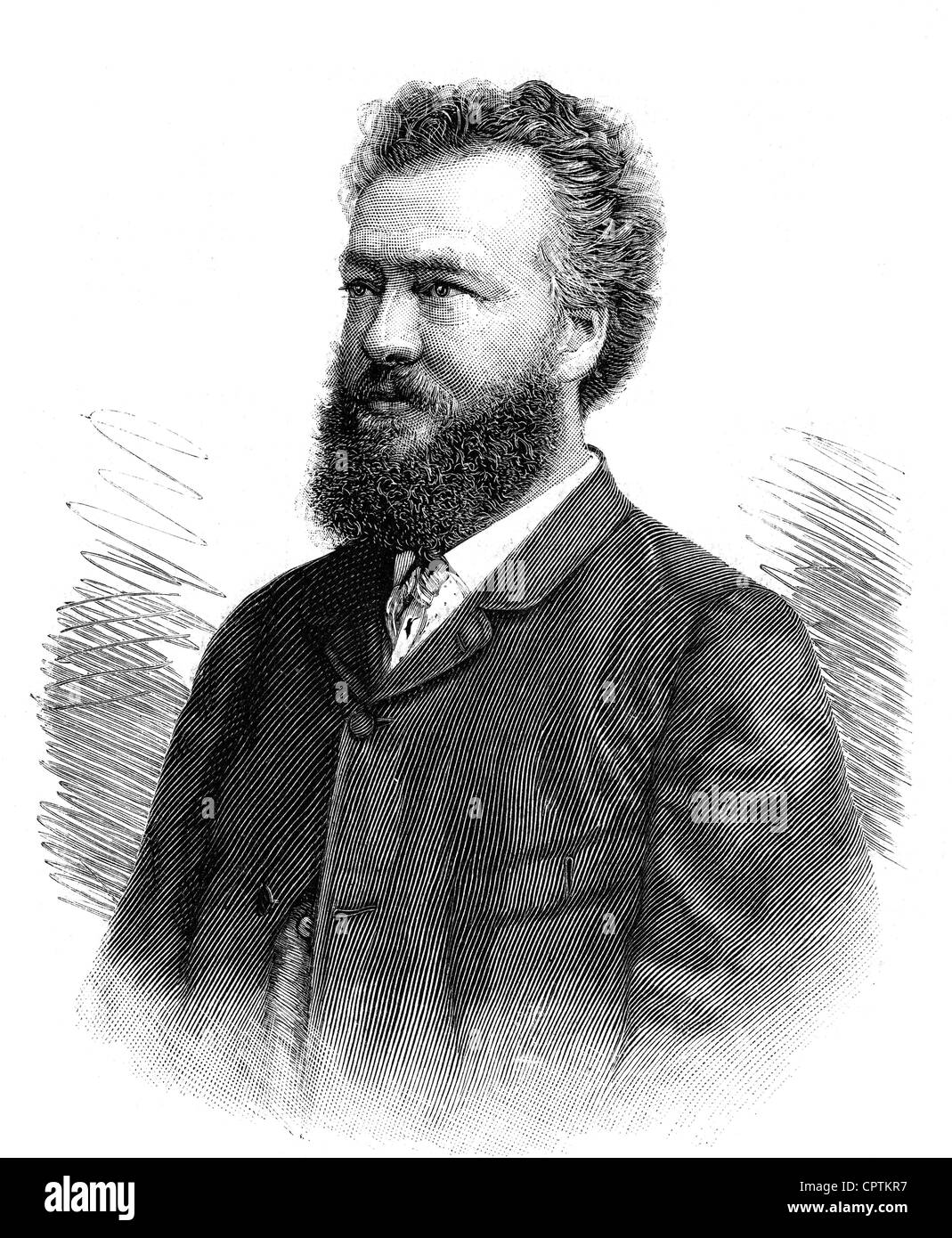 Natter, Heinrich, 16.3.1844 - 13.4.1892, artiste autrichien (sculpteur), auteur/écrivain, portrait, gravure sur bois, vers 1900, Banque D'Images
