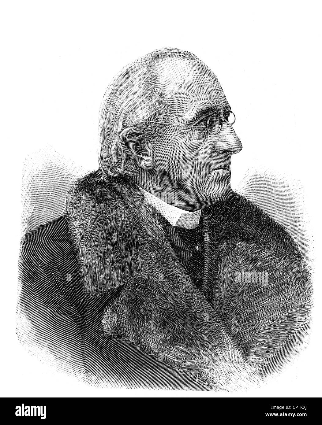 Pohl, Richard, 12.9.1826 - 17.12.1896, musicien allemand (compositeur), auteur/écrivain, portrait, profil, manteau à col en fourrure, gravure en bois, vers 1900, Banque D'Images