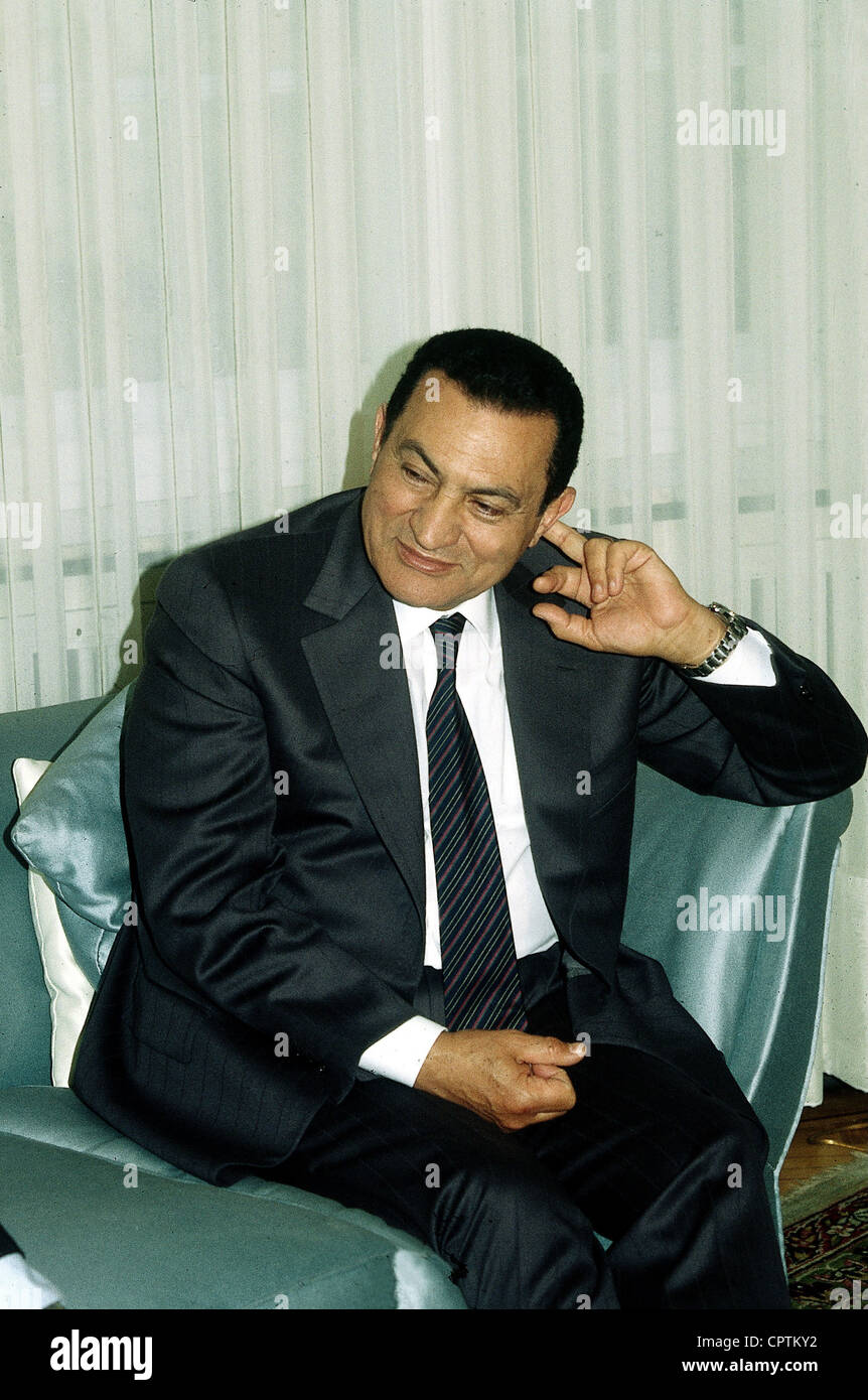Moubarak, Muhammad Hosni, * 4.5.1928, politicien égyptien, président de l'Égypte depuis 1981, demi-longueur, 1990, Banque D'Images