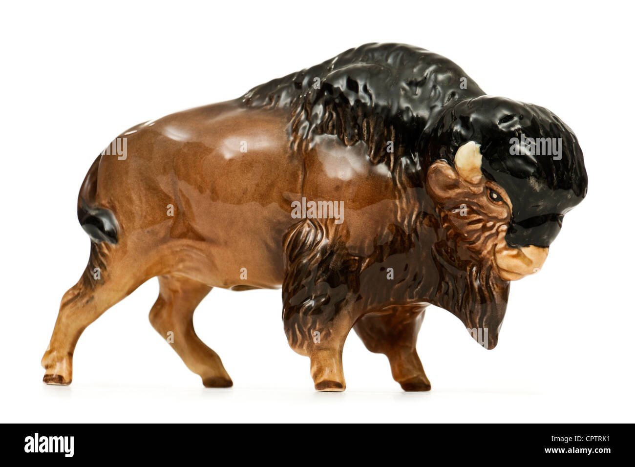 Vintage Rare Poterie Sylvac (n° 17) Grande figurine bison Banque D'Images