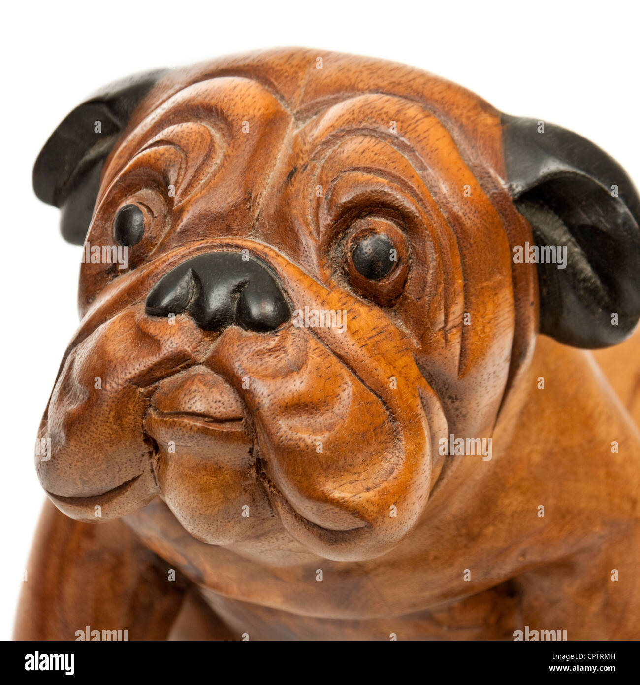 Grand chien de mastiff en bois ornement / carving Banque D'Images
