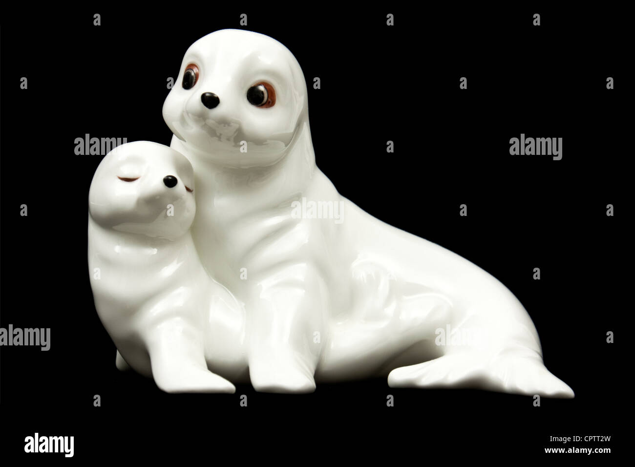 Porcelaine Royal Osborne mère et bébé phoque du prince Banque D'Images