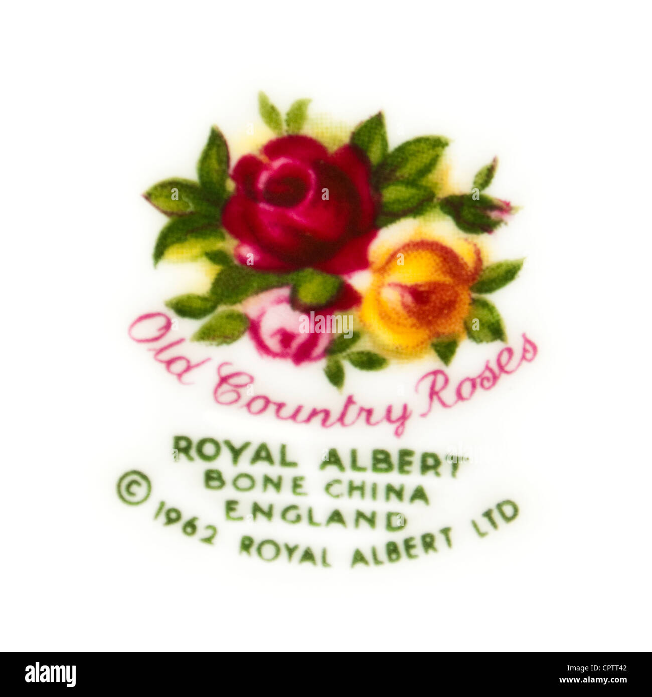 Royal Albert 'Old Country Roses" backstamp (modèle le plus populaire jamais conçu par toute la poterie) Banque D'Images