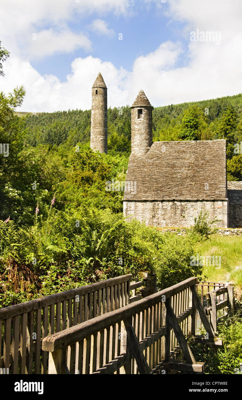 Église Saint Kevin (cuisine) est un symbole de l'Irlande et d'une partie de patrimoine, Glendalough Wicklow, Irlande Banque D'Images