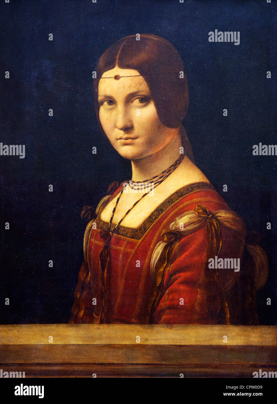 Portrait d'une femme, La Belle Ferronniere, par Leonardo da Vinci, 1497, Musée du Louvre, Paris, France, Europe, UNION EUROPÉENNE Banque D'Images