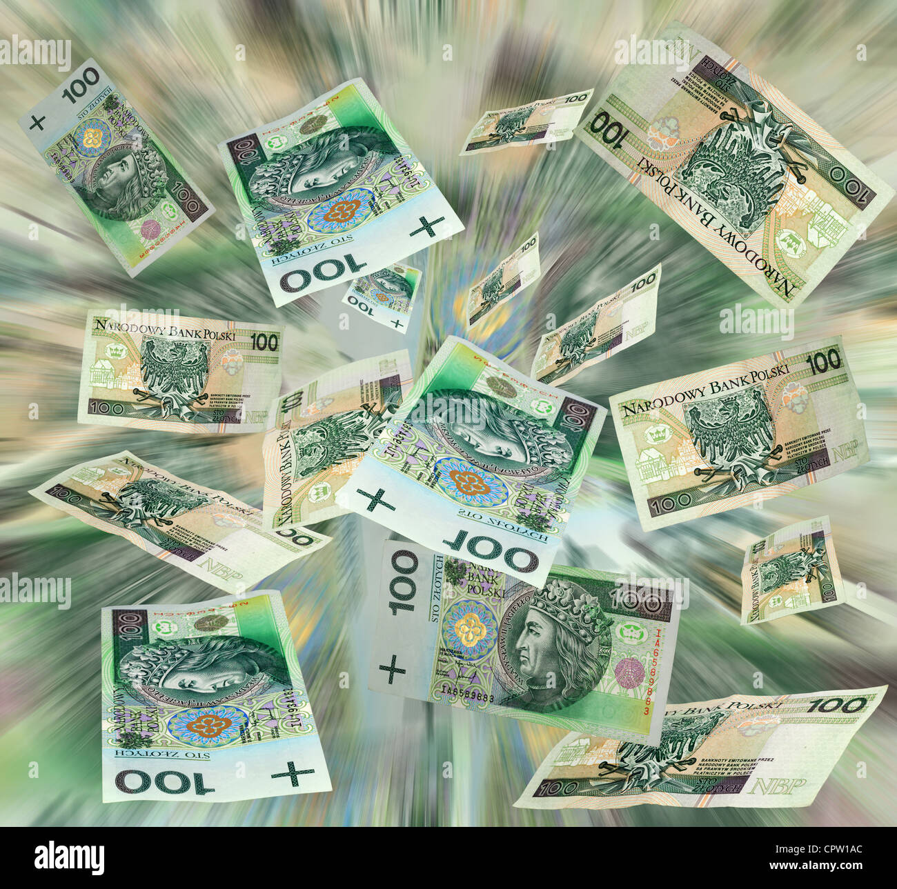 Vol 100 d'argent polonais zl concept background Banque D'Images