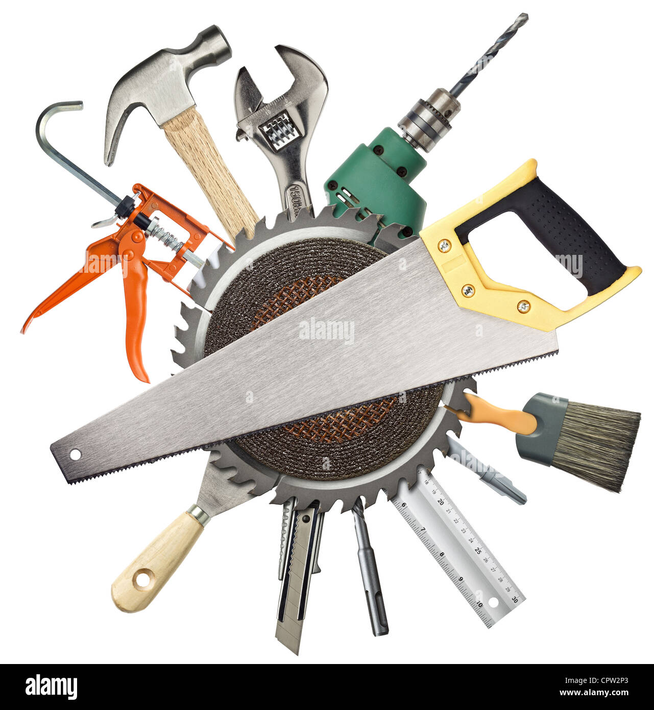 La menuiserie, la construction d'outils matériel collage Photo Stock - Alamy
