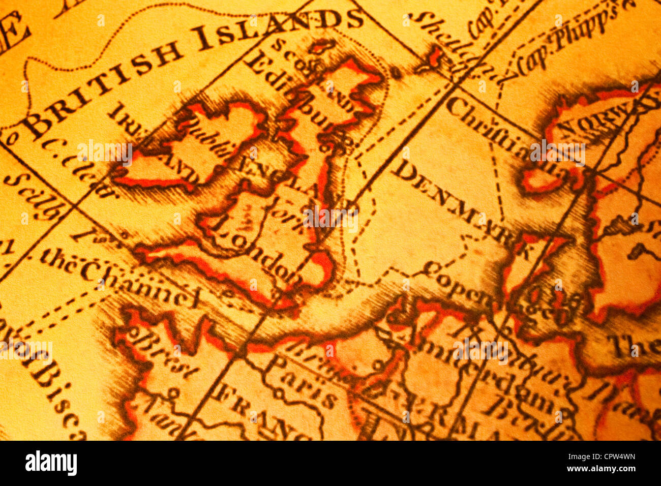 Carte ancienne de Bretagne Îles Britanniques UK United Kngdom et l'Europe du Nord. La carte est de 1786 et est en dehors du droit d'auteur. Banque D'Images