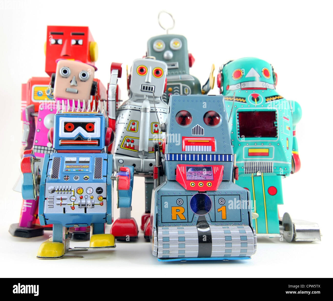 Un groupe de robots Banque D'Images