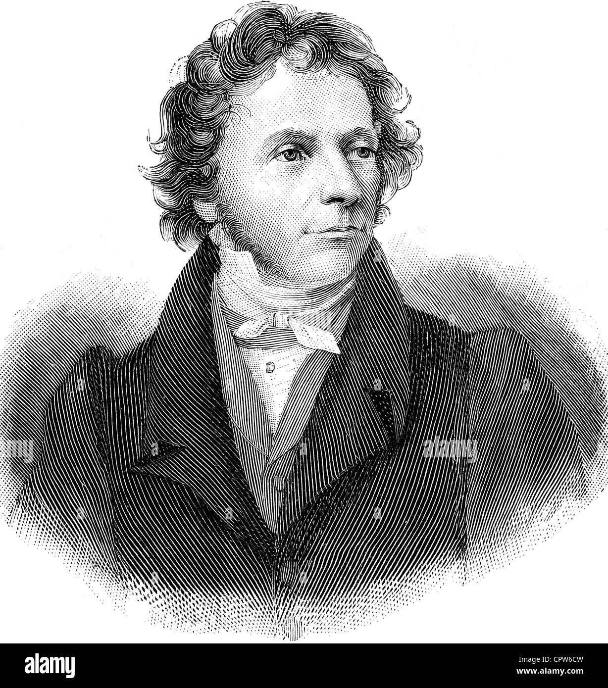 Oken, Lorenz, 1.8.1779 - 11.8.1851, scientifique allemand (scientifique naturel), 'Lehrbuch der NaturaPhilosophie', portrait, gravure sur bois, XIXe siècle, Banque D'Images
